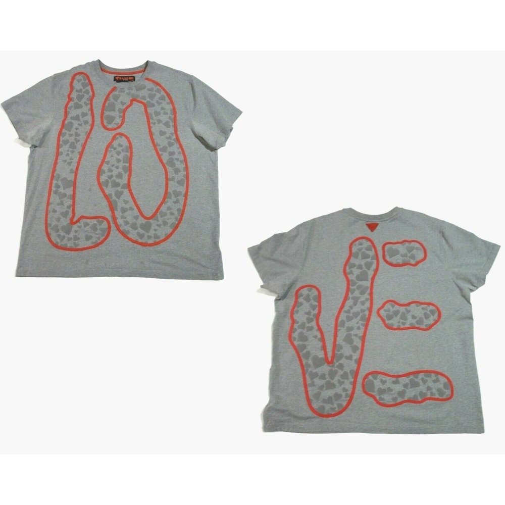 Bass by Ron Bass Graphic Tee Mens 3XL Gray Love Streetwear Cotton Shirt